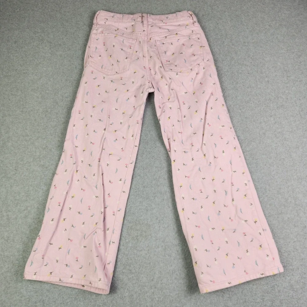 Old‎ Navy Baggy Jeans Girls 12 Pink Floral Built-In Tough Y2K High Rise Wide Leg